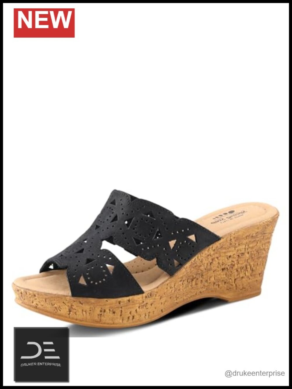 Spring Step Women's Leather Wedge Sandals Slip-On Ankle Strap